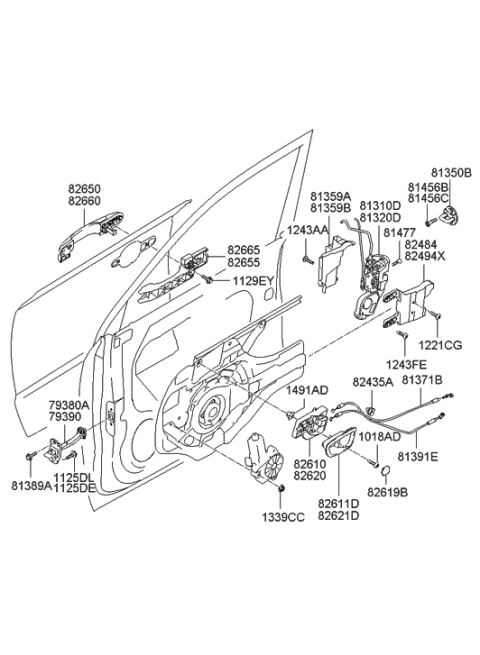 2008 Hyundai Tucson Checker Assembly-Front Door,RH Diagram for 79390-2E000