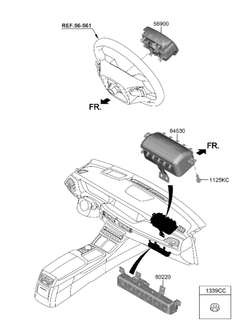 2020 Hyundai Genesis G90 Module Assembly-STRG Wheel Air Bag Diagram for 56900-D2300-UUB