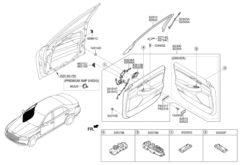 2022 Hyundai Genesis G90 Switch Assembly-P/WDO Main Diagram for 93570-D2200-OWN