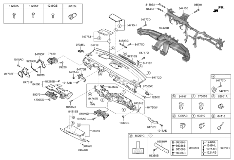 2020 Hyundai Genesis G90 Cover Assembly-Crash Pad Side RH Diagram for 84786-D2500-NNB