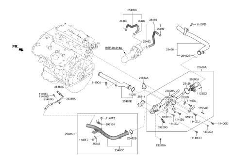 2022 Hyundai Genesis G90 Coolant Pipe & Hose Diagram 1