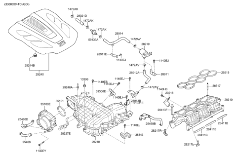2022 Hyundai Genesis G90 Purge Control Valve Diagram for 28910-3F700