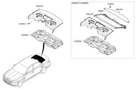 2021 Hyundai Genesis G90 Sunshade Assembly-Rear Diagram for 85690-D2000-NNB