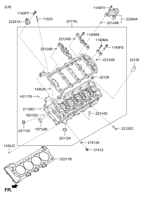 2020 Hyundai Genesis G90 Gasket-Cylinder Head LH Diagram for 22311-3F400