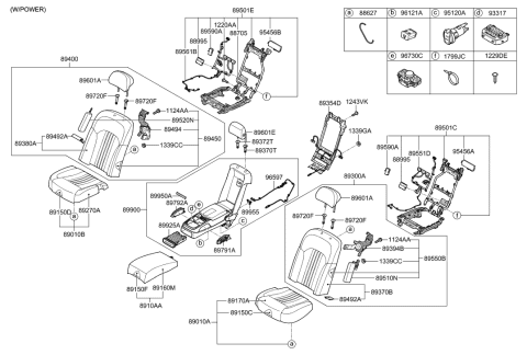 2020 Hyundai Genesis G90 ARMREST Assembly-RR Seat Back Diagram for 89900-D2MB0-UU9