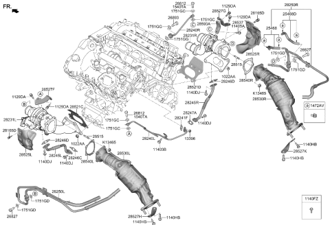 2022 Hyundai Genesis G90 Gasket-Turbo Changer Oil Drain,A Diagram for 28246-03010
