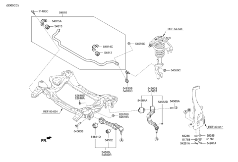 2021 Hyundai Genesis G90 Tension Arm Assembly-FRT,LH Diagram for 54505-D2700