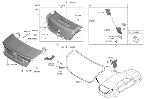 2021 Hyundai Genesis G90 Trunk Lid Trim Diagram