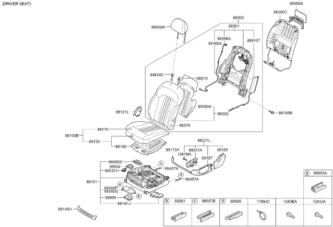 2020 Hyundai Genesis G90 Guide Assembly-Headrest Without Lever Diagram for 88371-D2000-NNB
