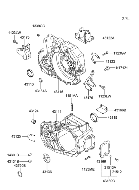 2007 Hyundai Tiburon Transaxle Case-Manual Diagram 1