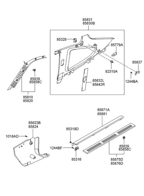2007 Hyundai Tiburon Trim Assembly-Step Plate RH Diagram for 85885-2C000-LK