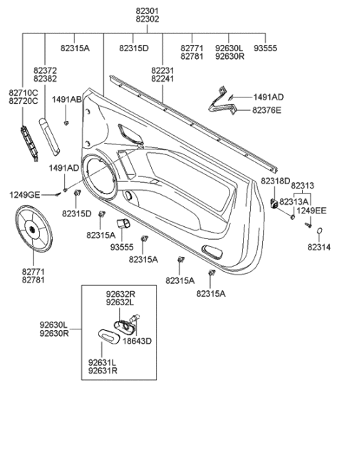 2006 Hyundai Tiburon Cover Assembly-Grip Handle Outer RH Diagram for 82382-2C020-LK