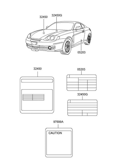 2006 Hyundai Tiburon Label-Refrigerant Diagram for 97699-2C010