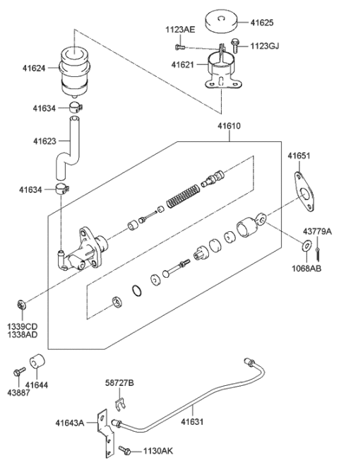 2007 Hyundai Tiburon Cylinder Assembly-Clutch Master Diagram for 41610-2C510