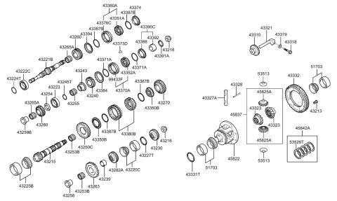2007 Hyundai Tiburon Spring-Synchronizer Diagram for 43387-28500