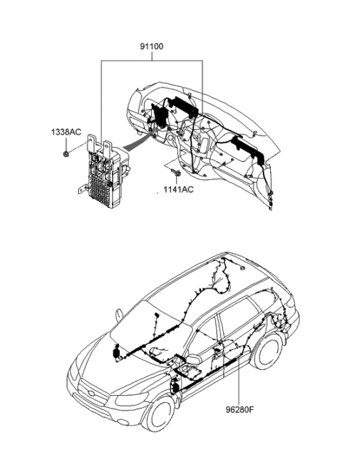 2006 Hyundai Santa Fe Wiring Assembly-Main Diagram for 91108-0W420