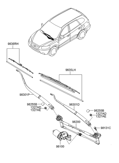 2006 Hyundai Santa Fe Windshield Wiper Diagram 1