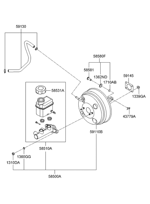 2006 Hyundai Santa Fe Brake Master Cylinder & Booster Diagram