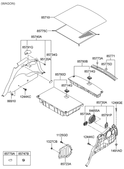 2006 Hyundai Santa Fe Mat Assembly-Luggage Covering Diagram for 85780-2B000-J4