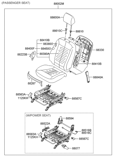 2006 Hyundai Santa Fe Buckle Assembly-Front Seat Belt,RH Diagram for 88840-0W000-J4