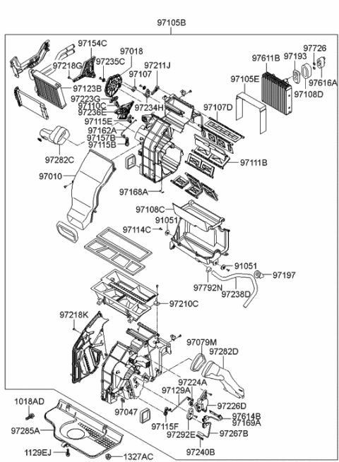 2006 Hyundai Santa Fe Heater System-Heater & Blower Diagram 1