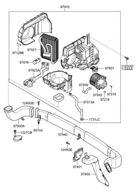 2006 Hyundai Santa Fe Duct Assembly-Rear A/C,LH "NO.1" Diagram for 97940-2B000