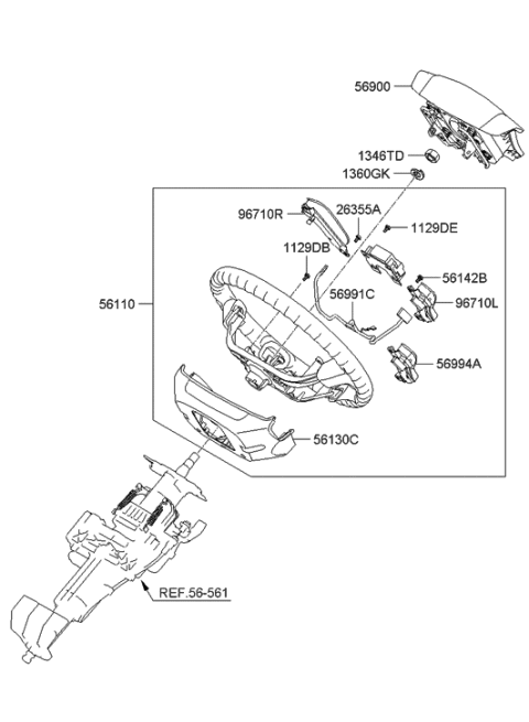 2006 Hyundai Santa Fe Steering Remote Control Switch Assembly, Left Diagram for 96700-0W000