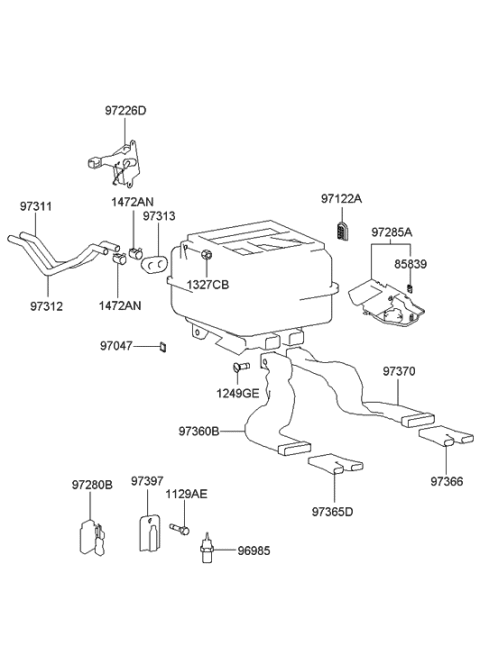 2001 Hyundai Sonata Heater System-Control & Duct Diagram 1