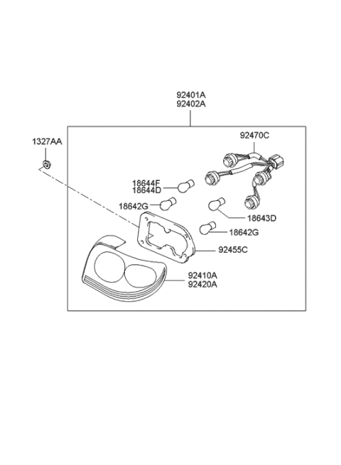 2005 Hyundai Sonata Lens & Housing-Rear Combination Lamp,LH Diagram for 92410-3D050