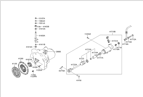 2005 Hyundai Sonata Lever-Release Fork Shaft Diagram for 41433-28021