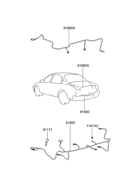 2001 Hyundai Sonata Wiring Assembly-Trunk Room Diagram for 91900-3D022