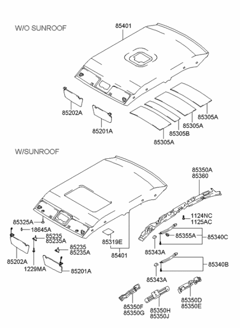 2004 Hyundai Sonata Handle Assembly-Roof Assist Diagram for 85340-38000-OI