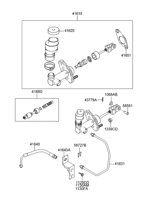 2004 Hyundai Sonata Cylinder Assembly-Clutch Master Diagram for 41610-38120