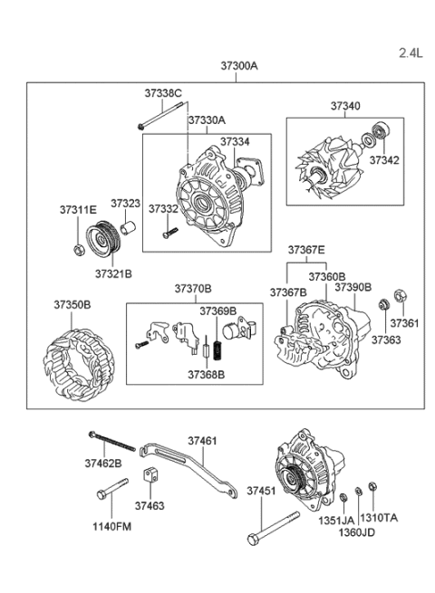 2004 Hyundai Sonata Rotor Assembly-Generator Diagram for 37340-37401