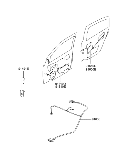 2002 Hyundai Sonata Wiring Assembly-Rear Door LH Diagram for 91650-3D010