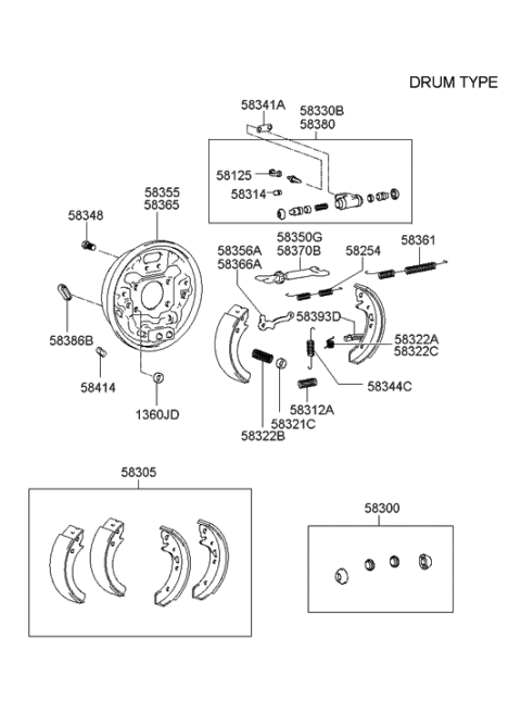 2002 Hyundai Sonata Repair Kit-Wheel Cylinder Diagram for 58301-38A00