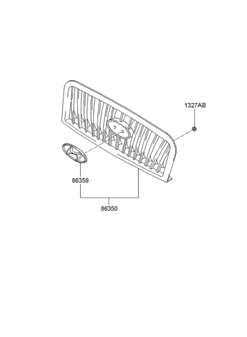 2005 Hyundai Sonata Grille Assembly Diagram for 86350-3D010