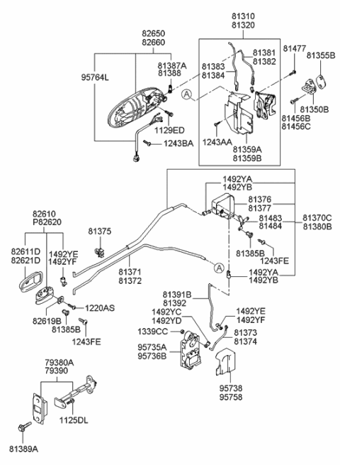 2002 Hyundai Sonata Latch Assembly-Front Door,LH Diagram for 81310-38001