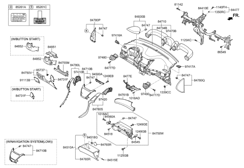 2015 Hyundai Elantra Panel Assembly-Center Facia Diagram for 84740-3XAA0-4X