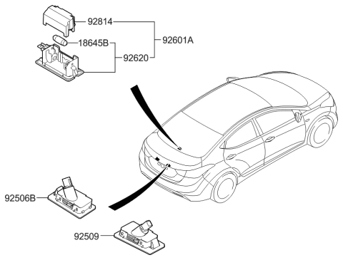 2014 Hyundai Elantra License Plate & Interior Lamp Diagram