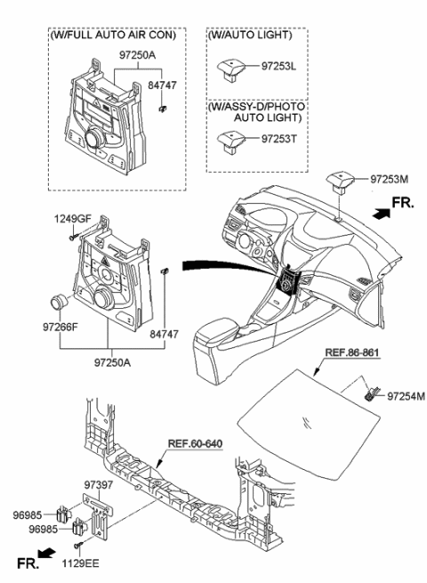 2014 Hyundai Elantra Heater Control Assembly Diagram for 97250-3XGA0-GU