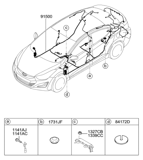 2015 Hyundai Elantra Wiring Assembly-Floor Diagram for 91532-3X020