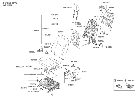 2014 Hyundai Elantra Front Driver Side Seat Cushion Covering Diagram for 88160-3X101-MSG