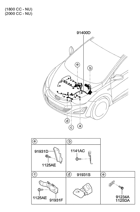 2014 Hyundai Elantra WIRING ASSY-CONTROL Diagram for 91455-3X080