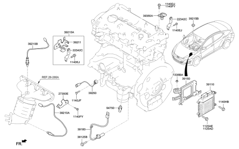 2015 Hyundai Elantra Computer Brain Engine Control Module Diagram for 39101-2EMB6