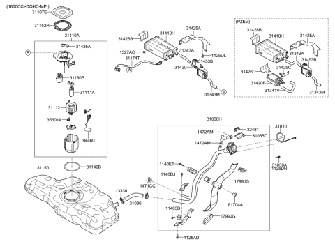 2014 Hyundai Elantra Fuel System Diagram 1