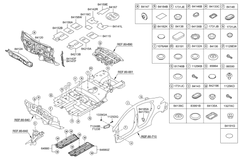 2014 Hyundai Elantra Anti Pad-Center Floor Center Side,LH Diagram for 84117-3X500