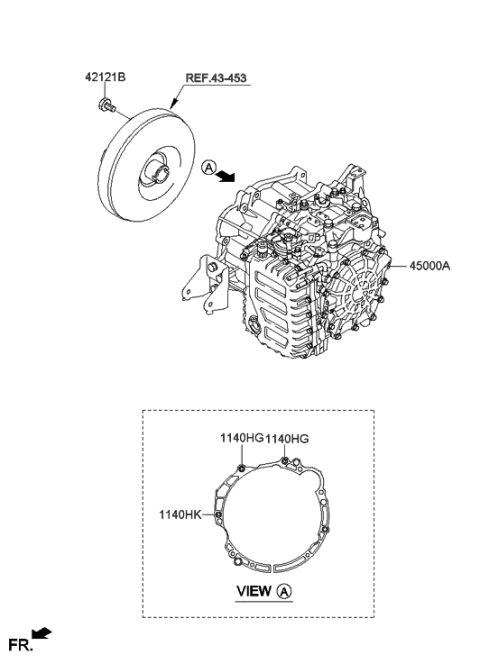2015 Hyundai Elantra Ata & Torque Converter Assembly Diagram for 45000-26305