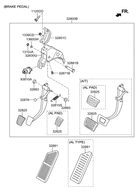2015 Hyundai Elantra Brake & Clutch Pedal Diagram 1