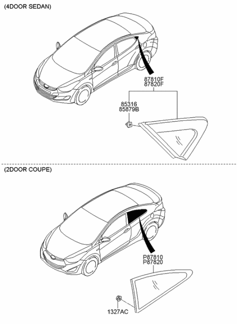 2015 Hyundai Elantra Quarter Window Diagram